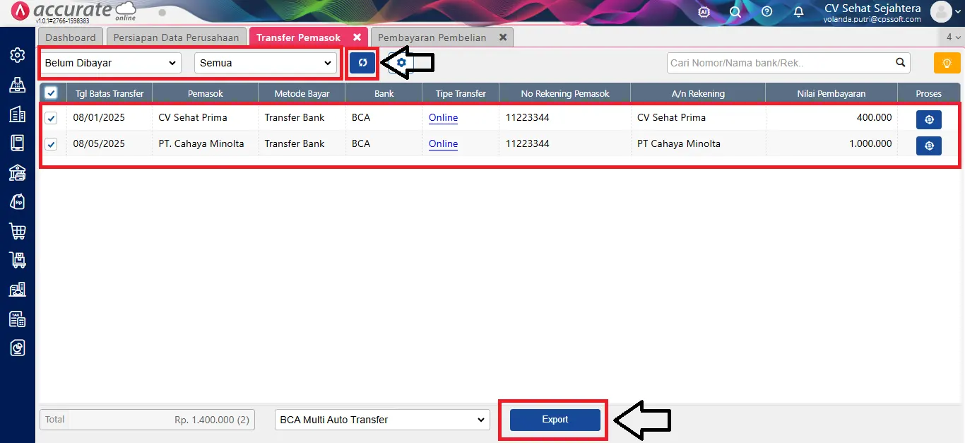 10 Membuat Transfer Pemasok Tanpa Perintah Pembayaran